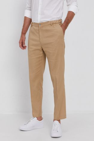 Calvin Klein Spodnie męskie kolor beżowy proste