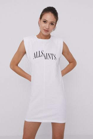 AllSaints Sukienka kolor biały mini prosta