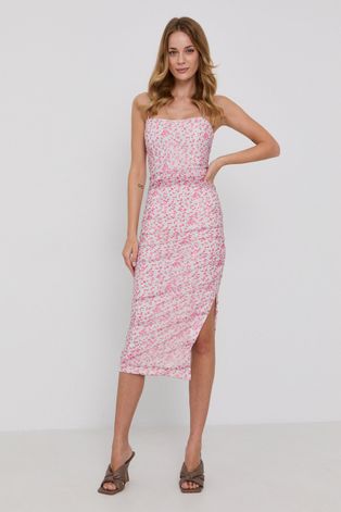 Сукня Bardot колір рожевий midi облягаюча