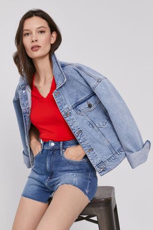 Джинсові шорти Calvin Klein Jeans жіночі гладкі висока посадка
