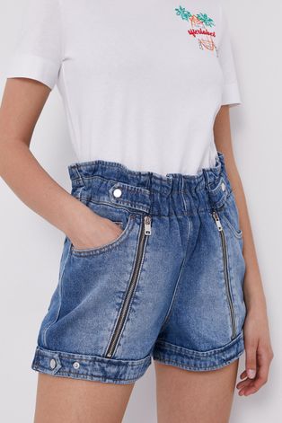 Diesel Pantaloni scurți jeans femei, material neted, high waist