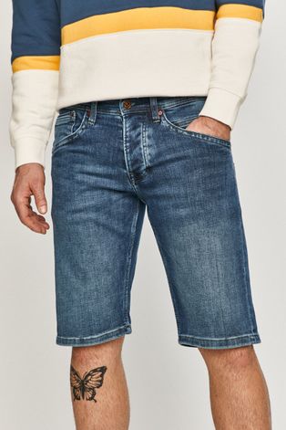 Pepe Jeans - Rifľové krátke nohavice Track