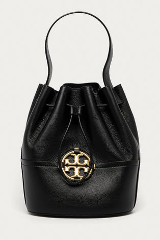 Δερμάτινη τσάντα Tory Burch χρώμα: μαύρο