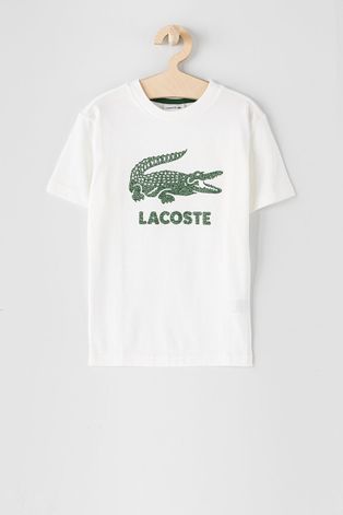 Dětské tričko Lacoste bílá barva, s potiskem