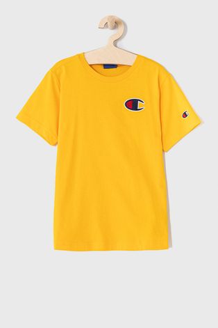 Champion T-shirt dziecięcy kolor żółty z aplikacją