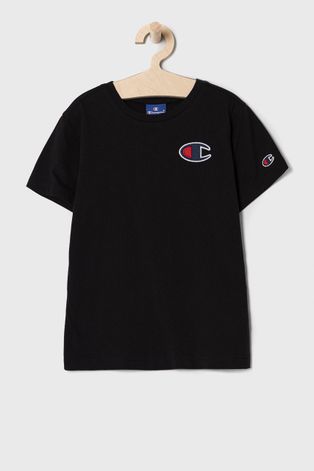 Champion T-shirt dziecięcy kolor czarny z aplikacją
