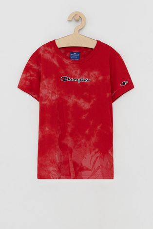 Champion T-shirt bawełniany dziecięcy kolor czerwony z aplikacją