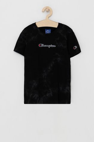 Dětské bavlněné tričko Champion černá barva, s aplikací