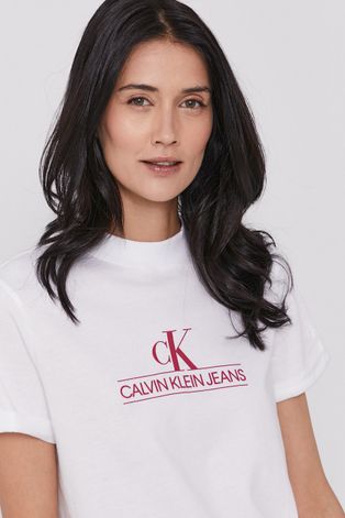 Tričko Calvin Klein Jeans dámske, biela farba