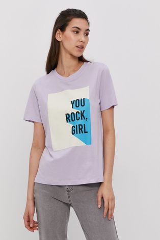 Jacqueline de Yong T-shirt damski kolor fioletowy