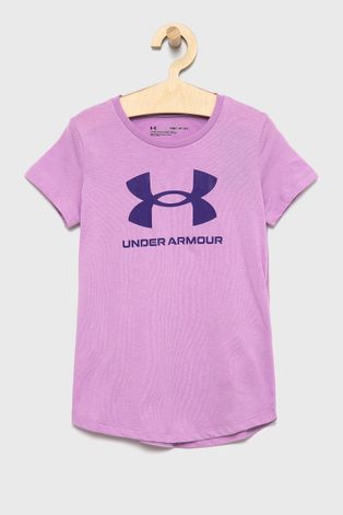 Dječja majica kratkih rukava Under Armour boja: ljubičasta