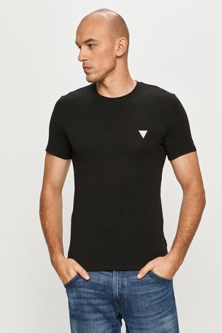 Тениска Guess в черно с изчистен дизайн