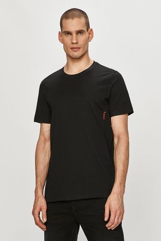 Hugo T-shirt bawełniany kolor czarny gładki