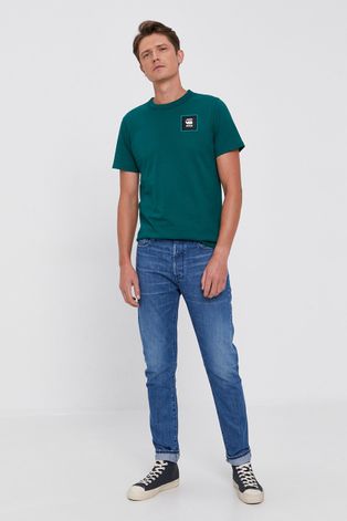 G-Star Raw T-shirt bawełniany kolor zielony z aplikacją