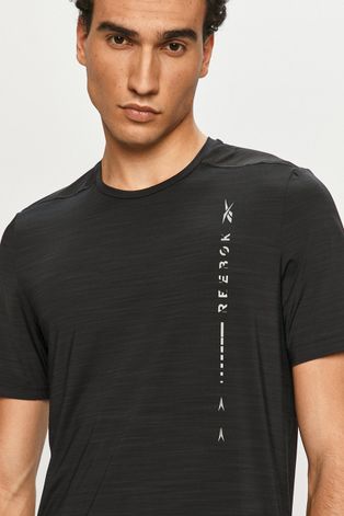 Reebok T-shirt kolor czarny z nadrukiem