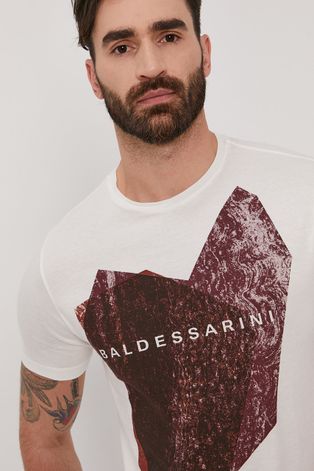 Baldessarini T-shirt męski kolor biały z nadrukiem