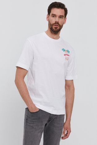 After Label T-shirt męski kolor biały z aplikacją