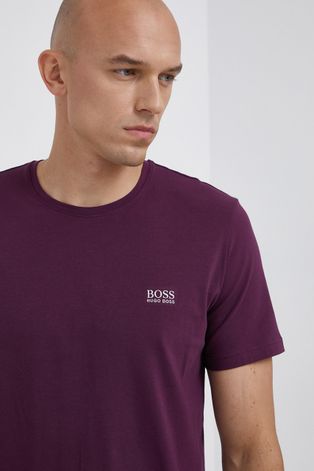 Boss T-shirt męski kolor fioletowy gładki