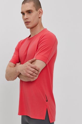 Nike T-shirt męski kolor różowy gładki