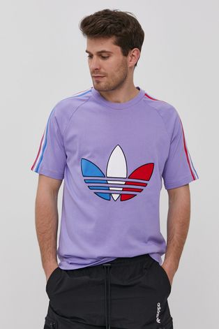 Tričko adidas Originals pánske, fialová farba, s nášivkou