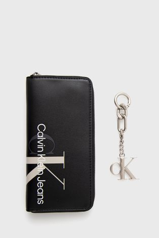Peněženka + klíčenka Calvin Klein Jeans dámská, černá barva