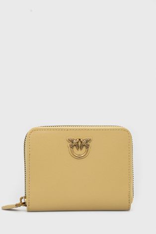 Δερμάτινο πορτοφόλι Pinko γυναικείo, χρώμα: χρυσαφί