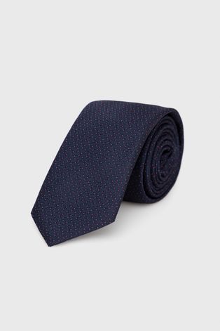 Hedvábná kravata Hugo tmavomodrá barva