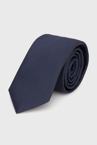 HUGO krawat jedwabny kolor granatowy