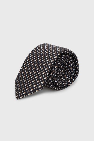 Μεταξωτή γραβάτα BOSS χρώμα: μαύρο