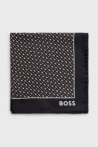 Μεταξωτό μαντήλι τσέπης BOSS χρώμα: μαύρο