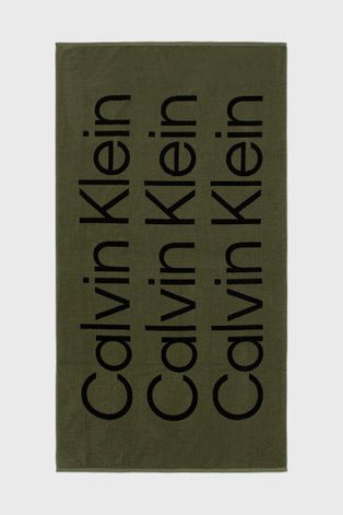 Pamučni ručnik Calvin Klein boja: zelena