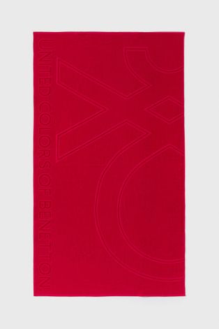 United Colors of Benetton ręcznik bawełniany kolor czerwony