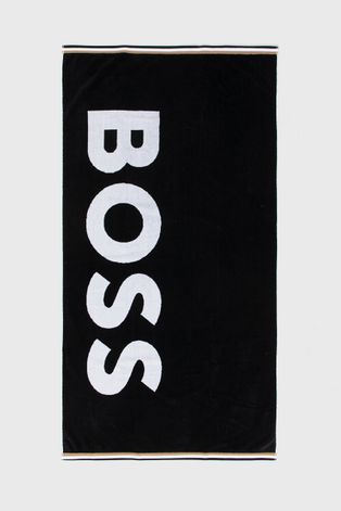 Хлопковое полотенце Boss цвет чёрный