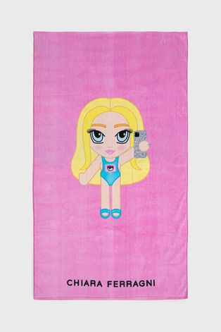 Βαμβακερή πετσέτα Chiara Ferragni χρώμα: ροζ