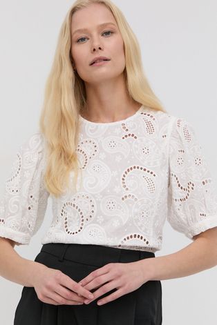 Βαμβακερή μπλούζα Birgitte Herskind γυναικεία, χρώμα: άσπρο