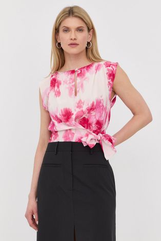 Копринена блуза Marella дамска в розово с десен