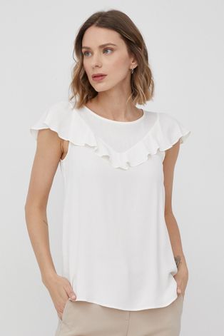 Блуза с коприна Pennyblack дамска в бяло с изчистен дизайн