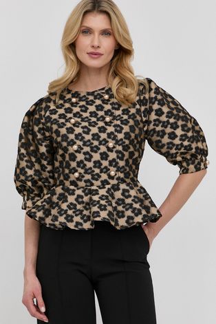 Блуза Custommade дамска в кафяво с флорален десен