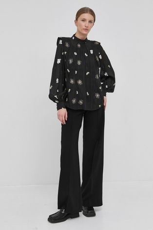 Блуза Bruuns Bazaar Valerian Nome дамска в черно с флорален десен