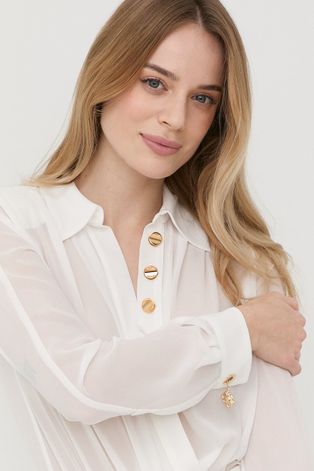 Блуза Elisabetta Franchi в бяло с изчистен дизайн