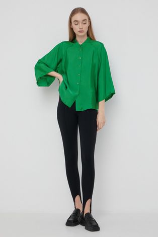 Риза Gestuz дамска в зелено с изчистен дизайн