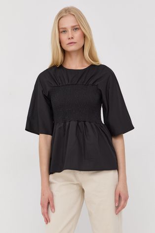 Βαμβακερή μπλούζα Gestuz γυναικεία, χρώμα: μαύρο