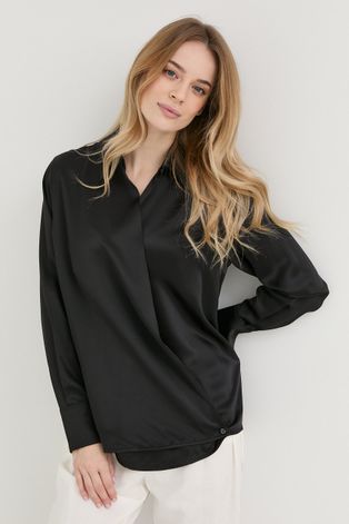 Pamučna bluza Victoria Beckham za žene, boja: crna, glatka
