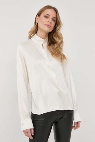 Шовкова блузка Victoria Beckham жіноча колір бежевий однотонна