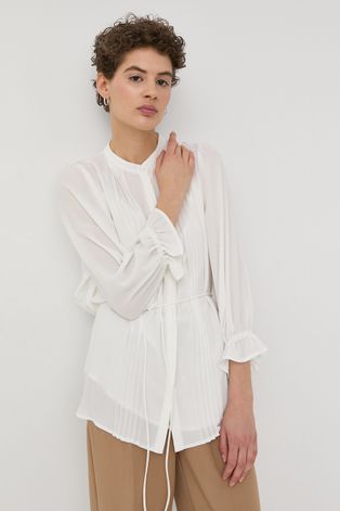Памучна риза Bruuns Bazaar дамска в бяло