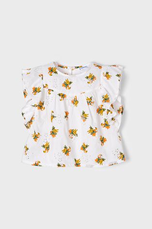 Дитяча блузка Mayoral колір бежевий принт квіти