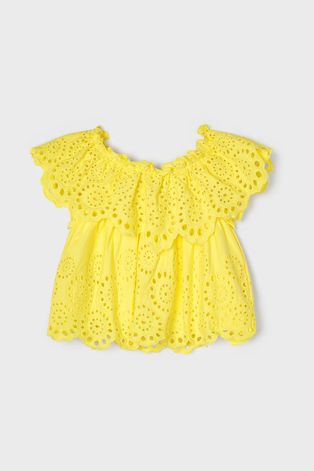Детска памучна блуза Mayoral в жълто с изчистен дизайн