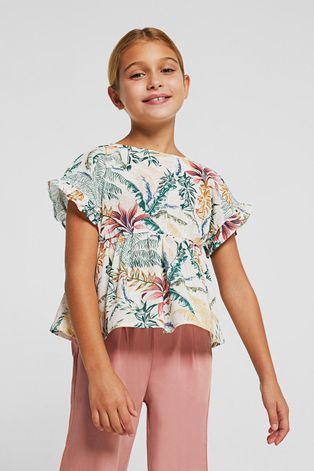 Детская хлопковая блузка Mayoral принт цветы