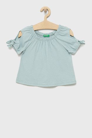 Дитяча футболка United Colors of Benetton колір бірюзовий однотонна