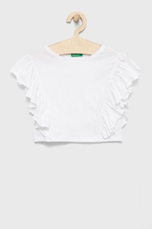 United Colors of Benetton bluzka dziecięca kolor biały gładka